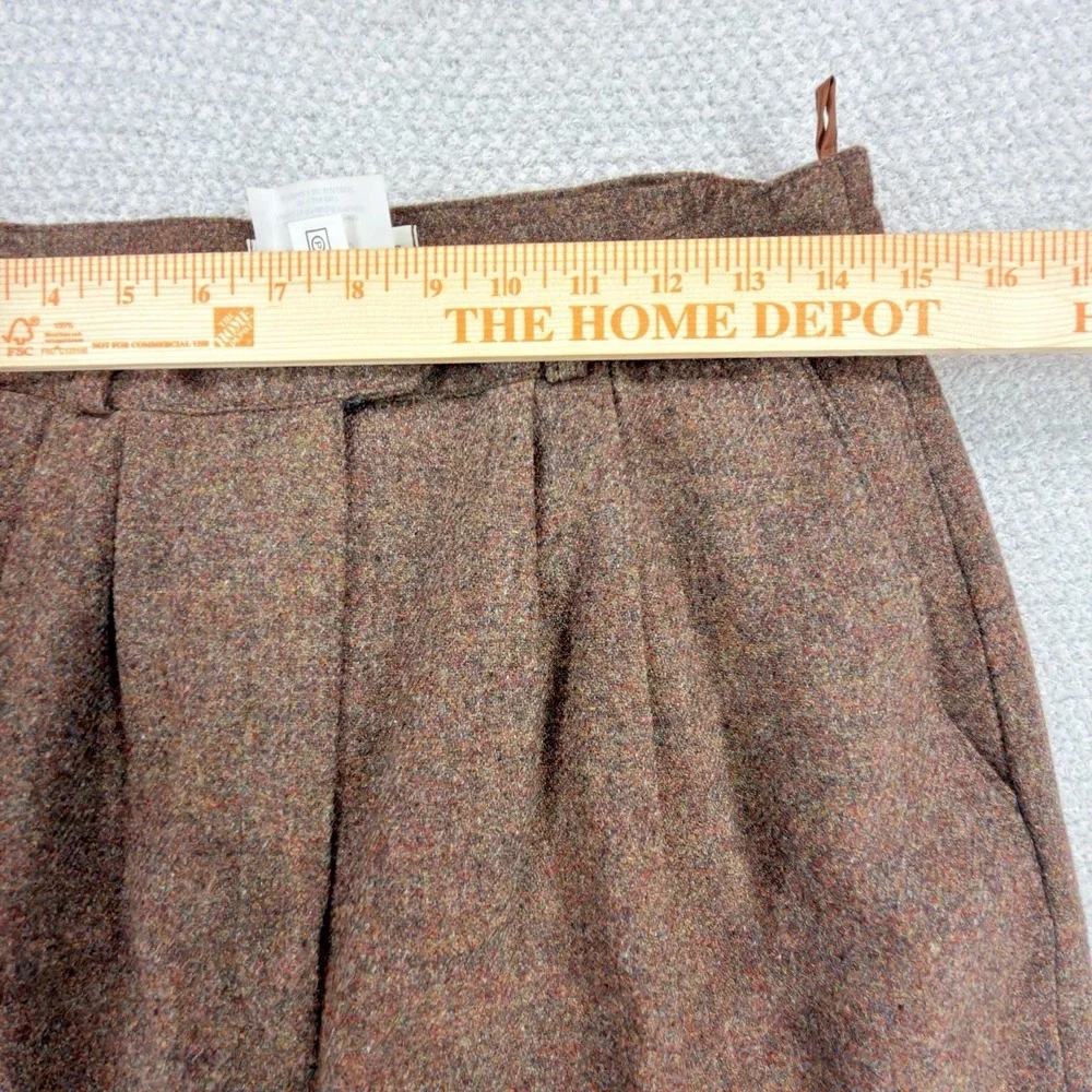 Henry White Ireland Womens Pants Size 12 Brown Tweed Lambswool High Rise Pleated